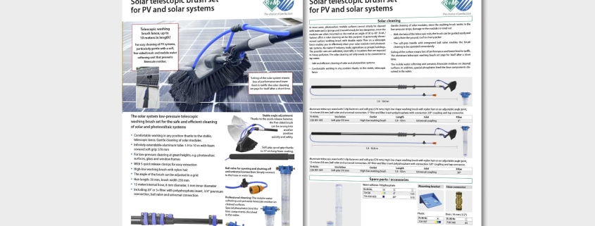 Solar telescopic brush set for PV and solar systems