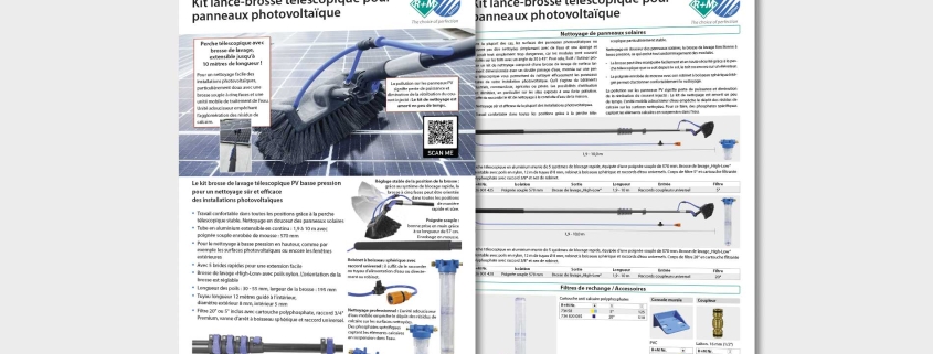 Kit lance-brosse télescopique pour panneaux photovoltaïque