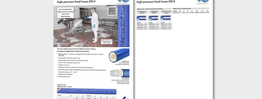 high-pressure cleaning hose in the food industry, PUReClean365+
