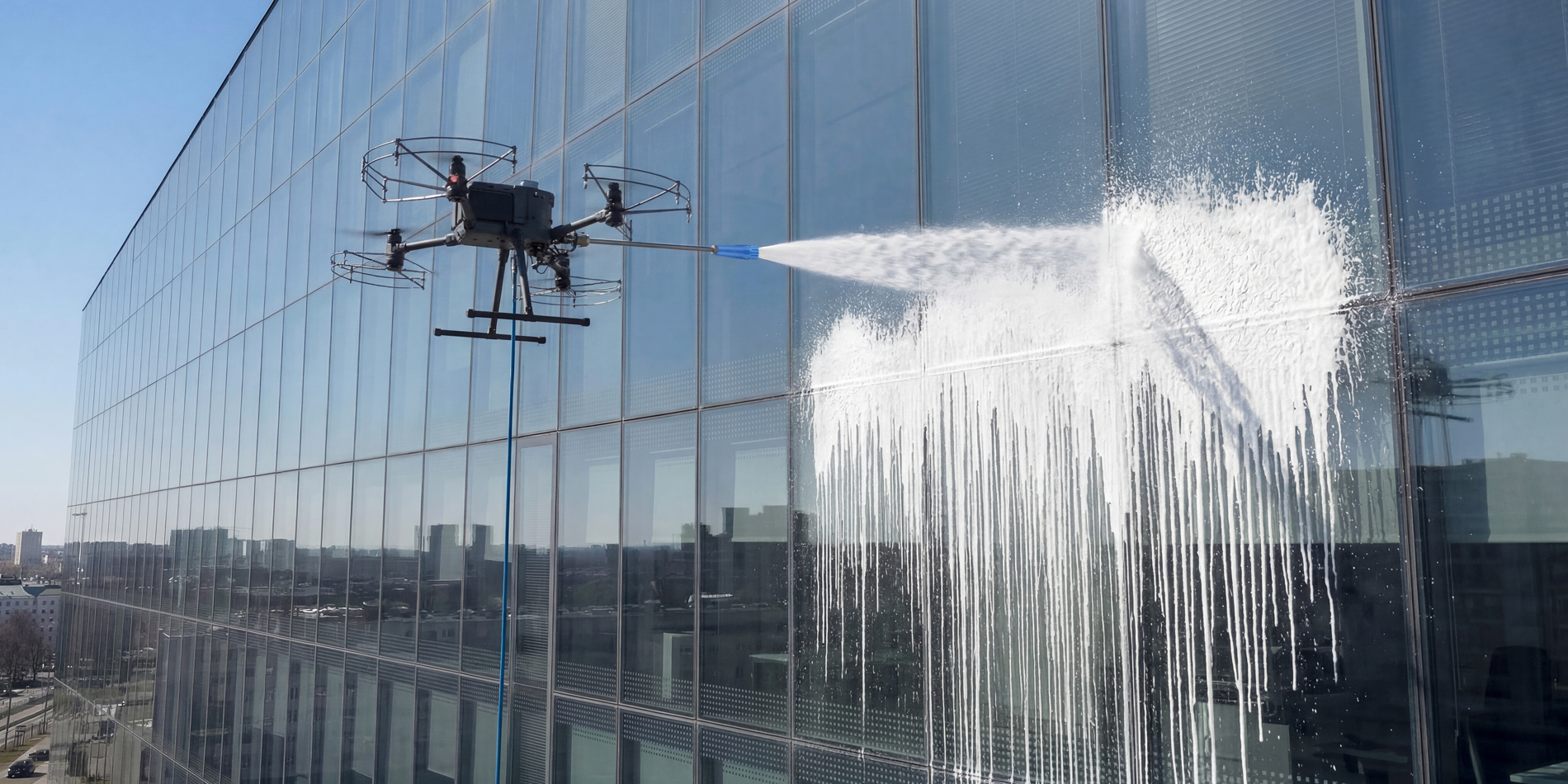Drohnenreinigung von Fassaden, Dächern und Photovoltaikanlagen: Professionelle UAV-Hochdrucksysteme im Überblick