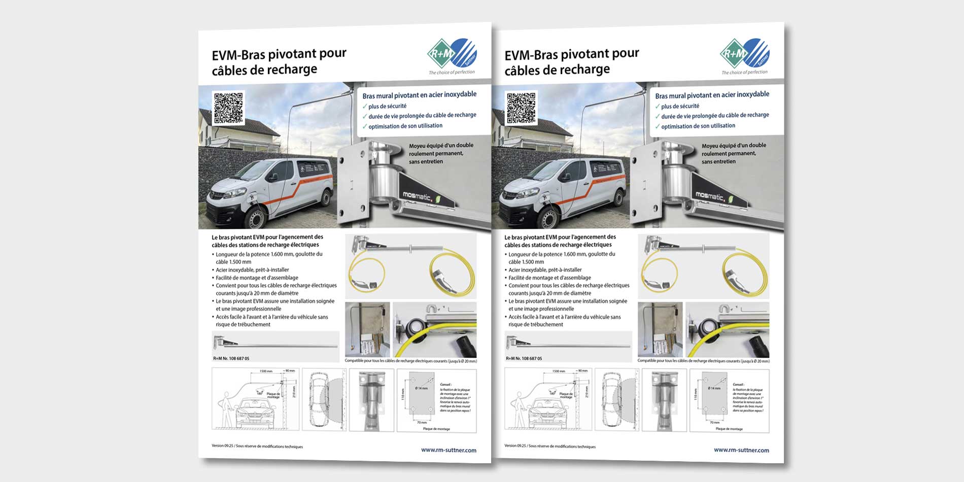 EVM-Bras pivotant pour câbles de recharge